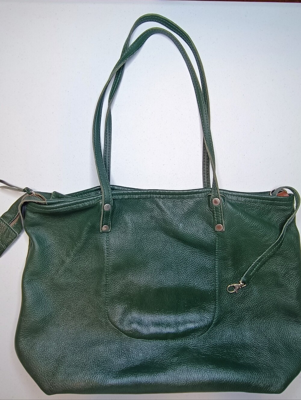 Lara Klass Large Emerald Green Pebbled Leather Slouchy Shoulder Tote Bag